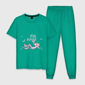 Мужская пижама хлопок с принтом Pink panther в Кировске, 100% хлопок | брюки и футболка прямого кроя, без карманов, на брюках мягкая резинка на поясе и по низу штанин
 | pink panther | розовая пантера