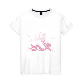 Женская футболка хлопок с принтом Pink panther в Кировске, 100% хлопок | прямой крой, круглый вырез горловины, длина до линии бедер, слегка спущенное плечо | pink panther | розовая пантера