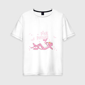 Женская футболка хлопок Oversize с принтом Pink panther в Кировске, 100% хлопок | свободный крой, круглый ворот, спущенный рукав, длина до линии бедер
 | pink panther | розовая пантера