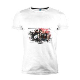 Мужская футболка премиум с принтом Tokio Hotel (3) в Кировске, 92% хлопок, 8% лайкра | приталенный силуэт, круглый вырез ворота, длина до линии бедра, короткий рукав | tokio hotel