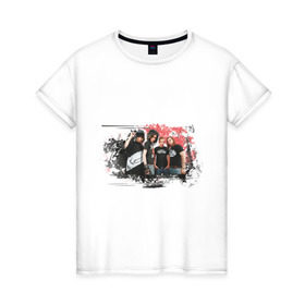 Женская футболка хлопок с принтом Tokio Hotel (3) в Кировске, 100% хлопок | прямой крой, круглый вырез горловины, длина до линии бедер, слегка спущенное плечо | Тематика изображения на принте: tokio hotel