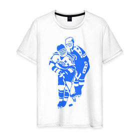Мужская футболка хлопок с принтом Хоккеисты в Кировске, 100% хлопок | прямой крой, круглый вырез горловины, длина до линии бедер, слегка спущенное плечо. | кхл | нхл | хокей | хоккеист | хоккеисты | хоккей | хоккейный спорт