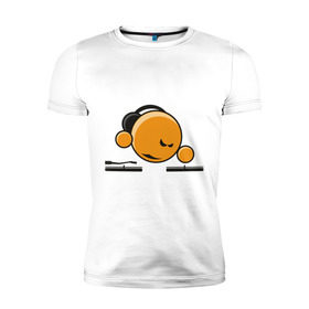 Мужская футболка премиум с принтом Смайл DJ в Кировске, 92% хлопок, 8% лайкра | приталенный силуэт, круглый вырез ворота, длина до линии бедра, короткий рукав | deejay | dj | smile | диджей | смайл | смайлик | улыбка