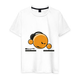 Мужская футболка хлопок с принтом Смайл DJ в Кировске, 100% хлопок | прямой крой, круглый вырез горловины, длина до линии бедер, слегка спущенное плечо. | deejay | dj | smile | диджей | смайл | смайлик | улыбка