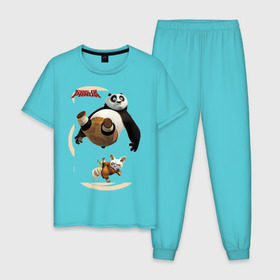Мужская пижама хлопок с принтом Kung Fu Panda 2 в Кировске, 100% хлопок | брюки и футболка прямого кроя, без карманов, на брюках мягкая резинка на поясе и по низу штанин
 | панда