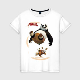 Женская футболка хлопок с принтом Kung Fu Panda 2 в Кировске, 100% хлопок | прямой крой, круглый вырез горловины, длина до линии бедер, слегка спущенное плечо | панда