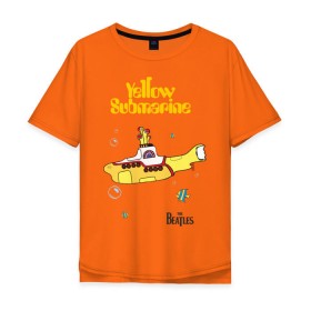 Мужская футболка хлопок Oversize с принтом Yellow submarine в Кировске, 100% хлопок | свободный крой, круглый ворот, “спинка” длиннее передней части | Тематика изображения на принте: beatles | rock | yellow submarine | битлз | желтая подводная лодка | рок