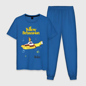 Мужская пижама хлопок с принтом Yellow submarine в Кировске, 100% хлопок | брюки и футболка прямого кроя, без карманов, на брюках мягкая резинка на поясе и по низу штанин
 | beatles | rock | yellow submarine | битлз | желтая подводная лодка | рок