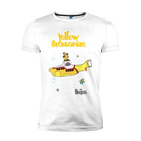 Мужская футболка премиум с принтом Yellow submarine в Кировске, 92% хлопок, 8% лайкра | приталенный силуэт, круглый вырез ворота, длина до линии бедра, короткий рукав | Тематика изображения на принте: beatles | rock | yellow submarine | битлз | желтая подводная лодка | рок