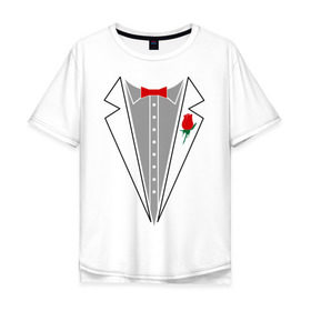 Мужская футболка хлопок Oversize с принтом Cмокинг в Кировске, 100% хлопок | свободный крой, круглый ворот, “спинка” длиннее передней части | смокинг