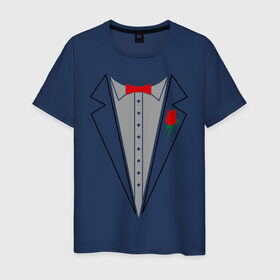 Мужская футболка хлопок с принтом Cмокинг в Кировске, 100% хлопок | прямой крой, круглый вырез горловины, длина до линии бедер, слегка спущенное плечо. | Тематика изображения на принте: смокинг
