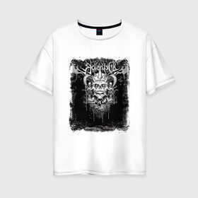 Женская футболка хлопок Oversize с принтом Dethklok (1) в Кировске, 100% хлопок | свободный крой, круглый ворот, спущенный рукав, длина до линии бедер
 | heavy metal | metal | rock | trash metal | квартет | метал | рок | рок группа | рок группы | трэш метал | хеви метал