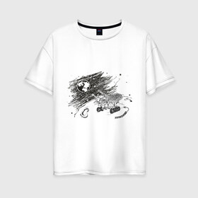 Женская футболка хлопок Oversize с принтом луноход в Кировске, 100% хлопок | свободный крой, круглый ворот, спущенный рукав, длина до линии бедер
 | вакуум | космос | луна | планета земля