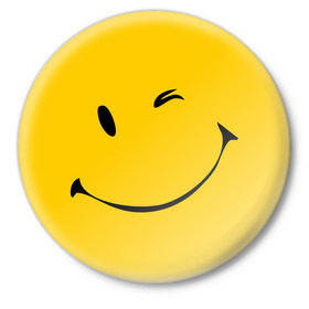 Значок с принтом Смайлик (2) в Кировске,  металл | круглая форма, металлическая застежка в виде булавки | smile | рожица | смайл | смайлик | улыбка