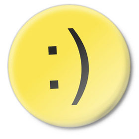 Значок с принтом Смайл в Кировске,  металл | круглая форма, металлическая застежка в виде булавки | Тематика изображения на принте: smile | смайл | смайлик | улыбка