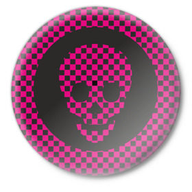Значок с принтом Эмо череп в Кировске,  металл | круглая форма, металлическая застежка в виде булавки | emo | субкультуры | череп | эмо