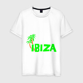Мужская футболка хлопок с принтом Ibiza в Кировске, 100% хлопок | прямой крой, круглый вырез горловины, длина до линии бедер, слегка спущенное плечо. | Тематика изображения на принте: ibiza | ибица | пальмы | фестиваль