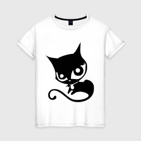 Женская футболка хлопок с принтом Doom Kitty в Кировске, 100% хлопок | прямой крой, круглый вырез горловины, длина до линии бедер, слегка спущенное плечо | cat | kitty | киса | кошка | кошки | черная кошка