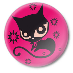 Значок с принтом Doom kitty (1) в Кировске,  металл | круглая форма, металлическая застежка в виде булавки | Тематика изображения на принте: cat | kiti | kittie | kitty | кот | котэ | кошка