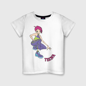Детская футболка хлопок с принтом winX tecna в Кировске, 100% хлопок | круглый вырез горловины, полуприлегающий силуэт, длина до линии бедер | 