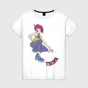 Женская футболка хлопок с принтом winX tecna в Кировске, 100% хлопок | прямой крой, круглый вырез горловины, длина до линии бедер, слегка спущенное плечо | 