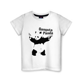 Детская футболка хлопок с принтом Gangsta Panda в Кировске, 100% хлопок | круглый вырез горловины, полуприлегающий силуэт, длина до линии бедер | Тематика изображения на принте: панда
