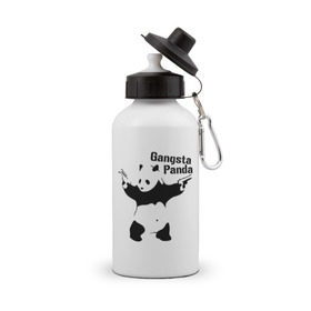 Бутылка спортивная с принтом Gangsta Panda в Кировске, металл | емкость — 500 мл, в комплекте две пластиковые крышки и карабин для крепления | панда