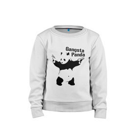 Детский свитшот хлопок с принтом Gangsta Panda в Кировске, 100% хлопок | круглый вырез горловины, эластичные манжеты, пояс и воротник | Тематика изображения на принте: панда