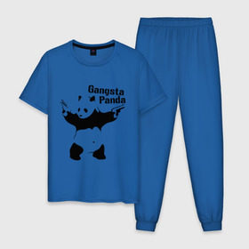 Мужская пижама хлопок с принтом Gangsta Panda в Кировске, 100% хлопок | брюки и футболка прямого кроя, без карманов, на брюках мягкая резинка на поясе и по низу штанин
 | Тематика изображения на принте: панда