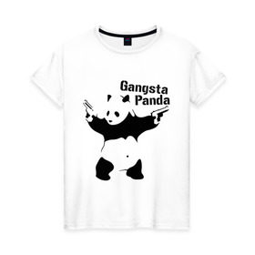 Женская футболка хлопок с принтом Gangsta Panda в Кировске, 100% хлопок | прямой крой, круглый вырез горловины, длина до линии бедер, слегка спущенное плечо | панда