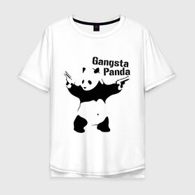Мужская футболка хлопок Oversize с принтом Gangsta Panda в Кировске, 100% хлопок | свободный крой, круглый ворот, “спинка” длиннее передней части | панда