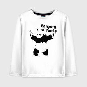 Детский лонгслив хлопок с принтом Gangsta Panda в Кировске, 100% хлопок | круглый вырез горловины, полуприлегающий силуэт, длина до линии бедер | Тематика изображения на принте: панда