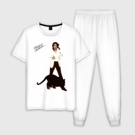 Мужская пижама хлопок с принтом Michael Jackson (2) в Кировске, 100% хлопок | брюки и футболка прямого кроя, без карманов, на брюках мягкая резинка на поясе и по низу штанин
 | jackson | michael | mj | pop | джексон | майкл | майкл джексон | поп