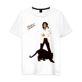 Мужская футболка хлопок с принтом Michael Jackson (2) в Кировске, 100% хлопок | прямой крой, круглый вырез горловины, длина до линии бедер, слегка спущенное плечо. | jackson | michael | mj | pop | джексон | майкл | майкл джексон | поп