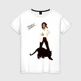 Женская футболка хлопок с принтом Michael Jackson (2) в Кировске, 100% хлопок | прямой крой, круглый вырез горловины, длина до линии бедер, слегка спущенное плечо | jackson | michael | mj | pop | джексон | майкл | майкл джексон | поп