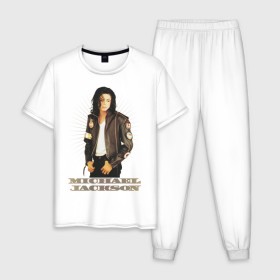 Мужская пижама хлопок с принтом Michael Jackson (4) в Кировске, 100% хлопок | брюки и футболка прямого кроя, без карманов, на брюках мягкая резинка на поясе и по низу штанин
 | jackson | michael | mj | pop | джексон | майкл | майкл джексон | поп