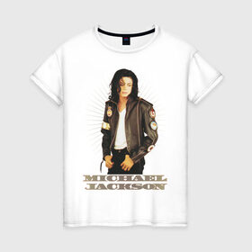 Женская футболка хлопок с принтом Michael Jackson (4) в Кировске, 100% хлопок | прямой крой, круглый вырез горловины, длина до линии бедер, слегка спущенное плечо | jackson | michael | mj | pop | джексон | майкл | майкл джексон | поп