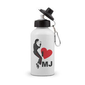 Бутылка спортивная с принтом I love Michael Jackson (1) в Кировске, металл | емкость — 500 мл, в комплекте две пластиковые крышки и карабин для крепления | jackson | michael | mj | pop | джексон | майкл | майкл джексон | поп