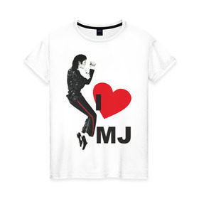 Женская футболка хлопок с принтом I love Michael Jackson (1) в Кировске, 100% хлопок | прямой крой, круглый вырез горловины, длина до линии бедер, слегка спущенное плечо | jackson | michael | mj | pop | джексон | майкл | майкл джексон | поп