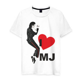 Мужская футболка хлопок с принтом I love Michael Jackson (1) в Кировске, 100% хлопок | прямой крой, круглый вырез горловины, длина до линии бедер, слегка спущенное плечо. | jackson | michael | mj | pop | джексон | майкл | майкл джексон | поп