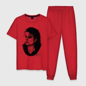 Мужская пижама хлопок с принтом Michael Jackson (6) в Кировске, 100% хлопок | брюки и футболка прямого кроя, без карманов, на брюках мягкая резинка на поясе и по низу штанин
 | jackson | michael | pop | джексон | майкл | майкл джексон | поп