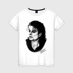 Женская футболка хлопок с принтом Michael Jackson (6) в Кировске, 100% хлопок | прямой крой, круглый вырез горловины, длина до линии бедер, слегка спущенное плечо | jackson | michael | pop | джексон | майкл | майкл джексон | поп