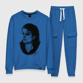 Женский костюм хлопок с принтом Michael Jackson (6) в Кировске, 100% хлопок | на свитшоте круглая горловина, мягкая резинка по низу. Брюки заужены к низу, на них два вида карманов: два 