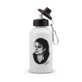 Бутылка спортивная с принтом Michael Jackson в Кировске, металл | емкость — 500 мл, в комплекте две пластиковые крышки и карабин для крепления | jackson | michael | mj | pop | джексон | майкл | майкл джексон | поп