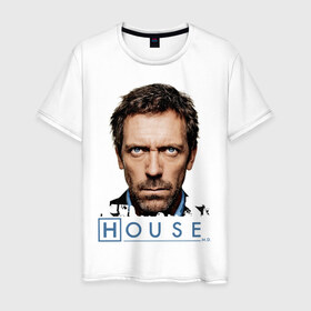 Мужская футболка хлопок с принтом House в Кировске, 100% хлопок | прямой крой, круглый вырез горловины, длина до линии бедер, слегка спущенное плечо. | everybody lies | haus | house | все лгут | доктор | хауз | хаус | хью лори
