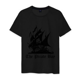 Мужская футболка хлопок с принтом The Pirate Bay в Кировске, 100% хлопок | прямой крой, круглый вырез горловины, длина до линии бедер, слегка спущенное плечо. | the pirate bay | torrent | пиратская бухта | торрент