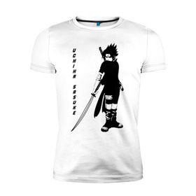 Мужская футболка премиум с принтом Uchiha Sasuke в Кировске, 92% хлопок, 8% лайкра | приталенный силуэт, круглый вырез ворота, длина до линии бедра, короткий рукав | anime | sasuke | аниме