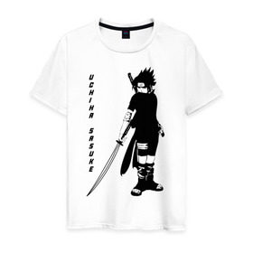 Мужская футболка хлопок с принтом Uchiha Sasuke в Кировске, 100% хлопок | прямой крой, круглый вырез горловины, длина до линии бедер, слегка спущенное плечо. | anime | sasuke | аниме