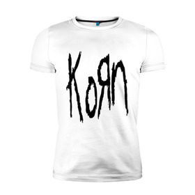 Мужская футболка премиум с принтом Korn в Кировске, 92% хлопок, 8% лайкра | приталенный силуэт, круглый вырез ворота, длина до линии бедра, короткий рукав | Тематика изображения на принте: korn | metal | rock | корн | логотип | метал | музыка | рок | рок группа | рок группы