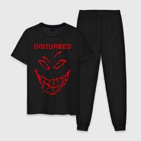 Мужская пижама хлопок с принтом Disturbed в Кировске, 100% хлопок | брюки и футболка прямого кроя, без карманов, на брюках мягкая резинка на поясе и по низу штанин
 | disturbed